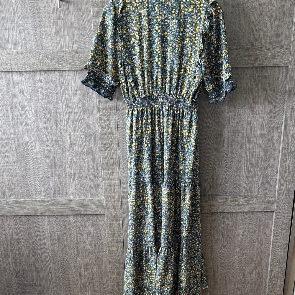 Max Studio Blue and Yellow Floral Maxi Dress - Picture 4 of 4